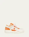 Amiri Men's Ma-1 Leather & Mesh Low-top Sneakers In White/orange