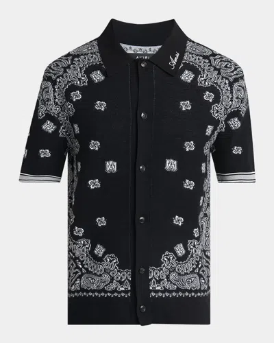 AMIRI MEN'S MA BANDANA KNIT SHORT-SLEEVE SHIRT