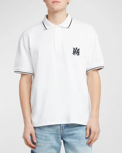 Amiri Men's Logo-embroidered Cotton Polo Shirt In White