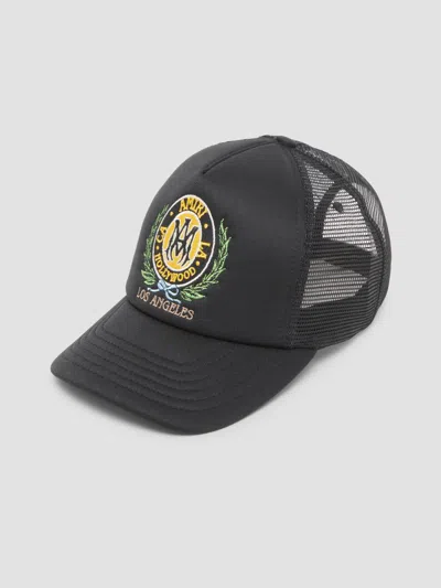 Amiri Logo-embroidered Mesh-panel Trucker Hat In Black