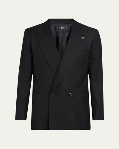 Amiri Men's Ma Double-breasted Wool Blazer In Black