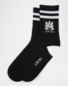 Amiri Men's Ma Double-stripe Ribbed Crew Socks In Black