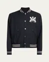 Amiri 'ma Hollywood' Black Bomber Jacket With Logo Print On The Front And Maxi Logo Print On The Rear