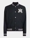 Amiri 'ma Hollywood' Black Bomber Jacket With Logo Print On The Front And Maxi Logo Print On The Rear In Midnight Blue