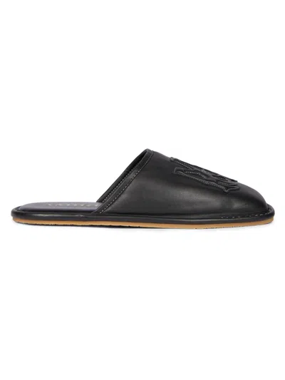 Amiri Men's Ma Logo Embossed Leather Slippers In Black