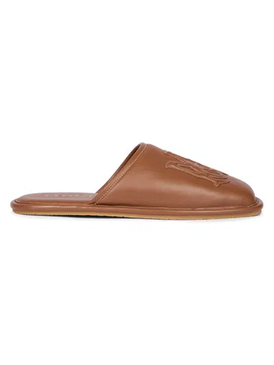 Amiri Men's Ma Logo Embossed Leather Slippers In Brown