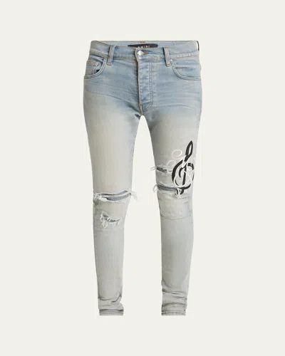 Amiri Men's Ma Music Note Skinny Jeans In Purple
