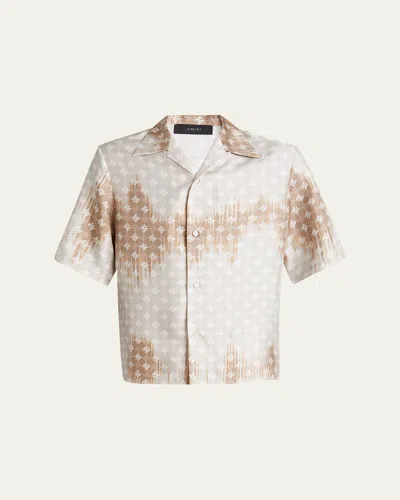 AMIRI MEN'S MA QUAD BLEACHED CAMP SHIRT