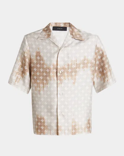 AMIRI MEN'S MA QUAD BLEACHED CAMP SHIRT