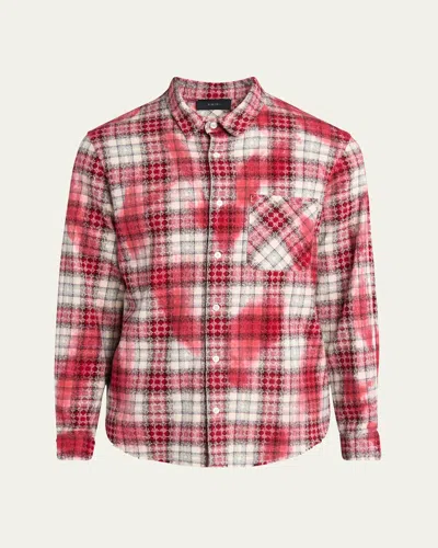 AMIRI MEN'S MA QUAD BLEACHED PLAID FLANNEL