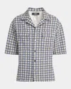 Amiri Men's Ma Quad Boucle Camp Shirt In Blue
