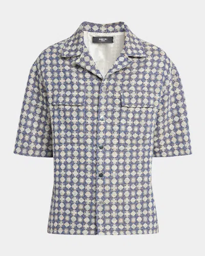 Amiri Men's Ma Quad Boucle Camp Shirt In Blue