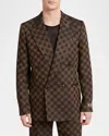 Amiri Brown Double-breasted Jacket With Check Motif In Wool Blend Man In Dark Brown