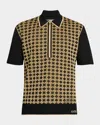 Amiri Mens Black Quad Zip Monogram Knitted Polo Shirt In Yellow