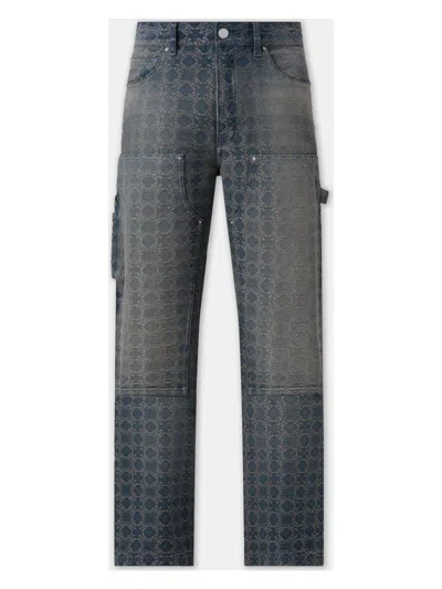 Amiri Quad Jacquard Denim Carpenter Pants In Blue