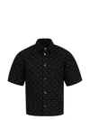 Amiri Mens Quad Monogram-jacquard Short-sleeve Cotton And Wool-blend Shirt Black