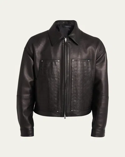 Amiri Men's Ma Quad Leather Work Jacket In Black