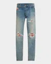 Amiri Plaid Mx1 Jeans - Men's - Elastomultiester/cotton/elastane In True Indigo
