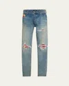 Amiri Plaid Mx1 Jeans - Men's - Elastomultiester/cotton/elastane In True Indigo