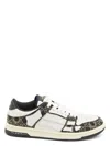 Amiri Quad Skel Panelled Leather Snekaers In Black