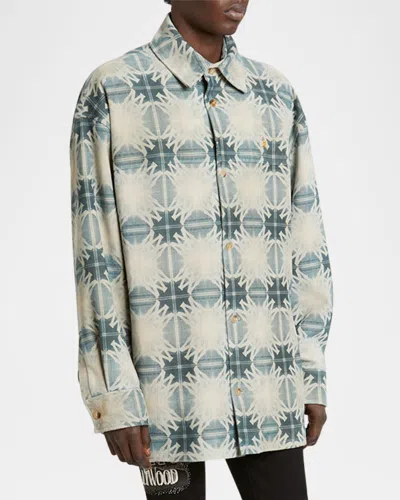 Amiri Men's Ma Quad Suede Overshirt In Blue