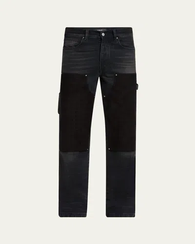 Amiri Men's Ma Quad Suede Panel Carpenter Jeans In Black