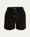 Amiri Black Bermuda Shorts With All-over Ma Quads Motif And Embroidered Logo On The Front In Cotton Blend 
