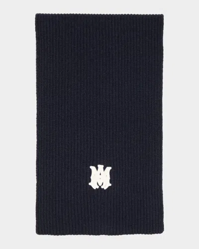 Amiri Men's Ma Ribbed Wool Scarf In Blue