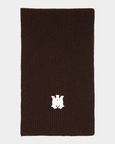 Amiri Men's Ma Ribbed Wool Scarf In Brown
