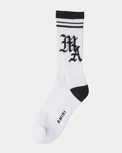 Amiri Men's Ma Stripe Crew Socks In White Black