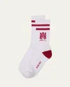 Amiri Men's Ma Stripe Crew Socks In White Sun Dried Tomato