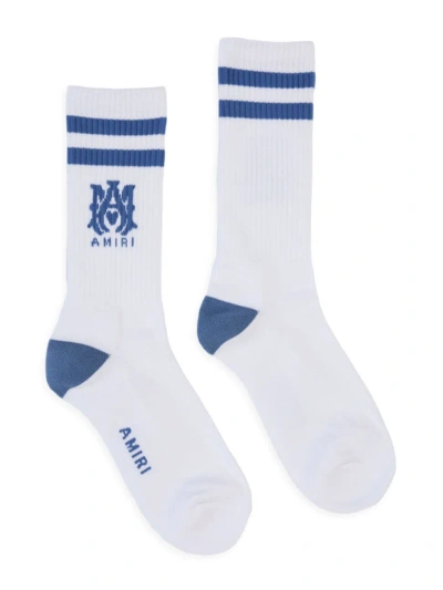 Amiri Men's Ma Stripe Socks In White Ashley Blue