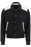 Amiri Tailored Wool And Leather Jacket With Zippered Pockets In Black