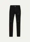 Amiri Slim Fit Distressed Trousers With Rivet Detailing In Black