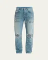 Amiri Men's Mx1 Destroyed Straight Jeans In Blue