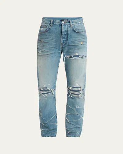 Amiri Men's Mx1 Destroyed Straight Jeans In Blue