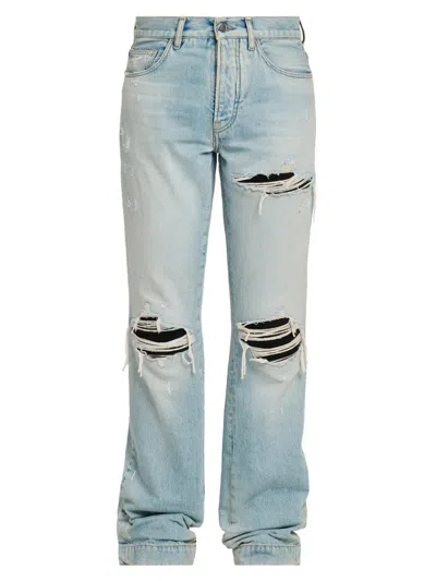 Amiri Men's Mx1 Distressed Denim Mid-rise Straight-leg Jeans In Blue