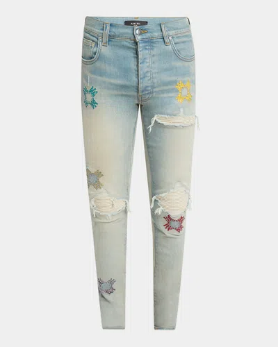 Amiri Men's Mx1 Ma Quad Cutout Jeans In Antique Indigo