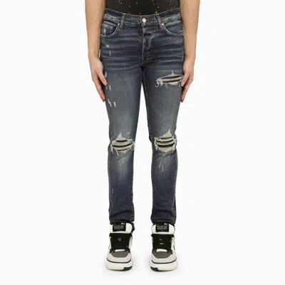 Amiri Men's Navy Destroyed Skinny Jeans For Ss24 In Deep Class