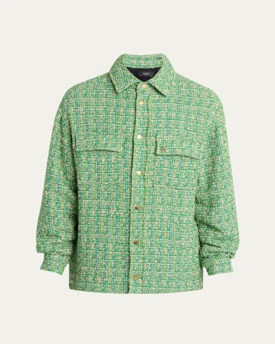 Amiri Men's Padded Boucle Overshirt In Palm Green