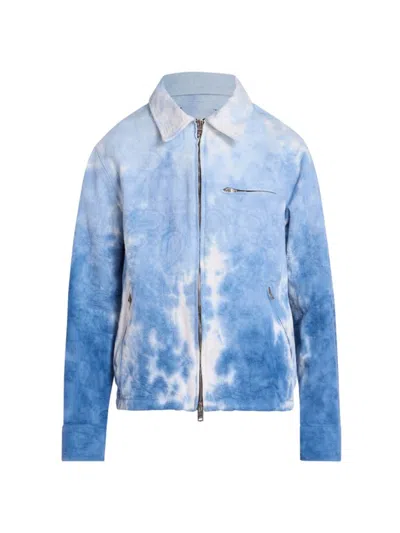 Amiri Men's Paisley Jacquard Tie-dye Denim Zip-up Jacket In Ashley Blue