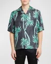 Amiri Multicolor Bowling Shirt With Cuban Collar And All-over Print In Black