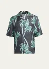 Amiri Multicolor Bowling Shirt With Cuban Collar And All-over Print In Black