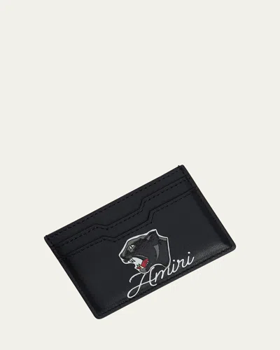 Amiri Men's Panther Logo Leather Card Holder