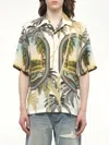 Amiri Convertible-collar Printed Satin-jacquard Shirt In Multi