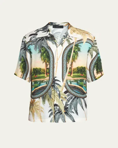 AMIRI MEN'S PARADISE SHORT-SLEEVE BOWLING SHIRT