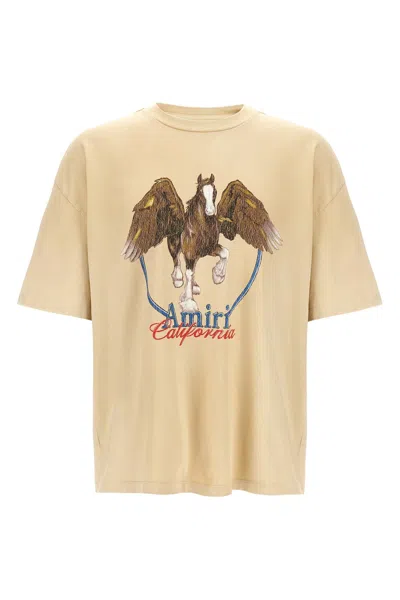 Amiri Pegasus Logo T-shirt In Beige O Tan