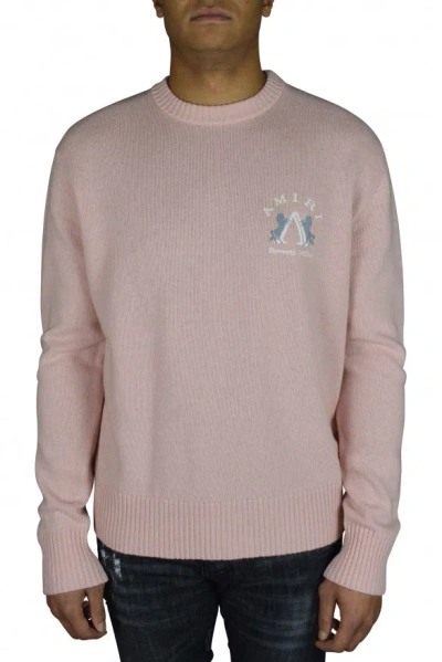Amiri Long Sleeve Wool Sweater With Ribbed Details In Pink