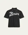 Amiri Striped Merino Wool Polo Shirt In Black