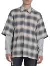 Amiri Double Sleeve Shadow Plaid Shirt In Black